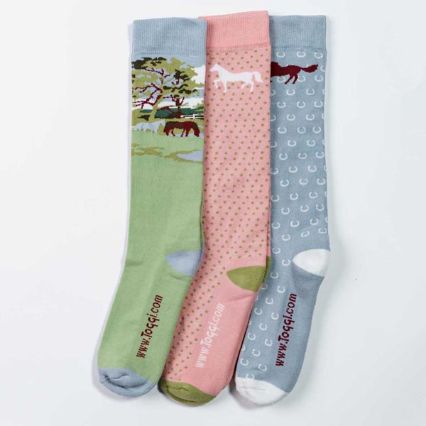 Toggi Ladies Pastel Horse Socks (3 pack)