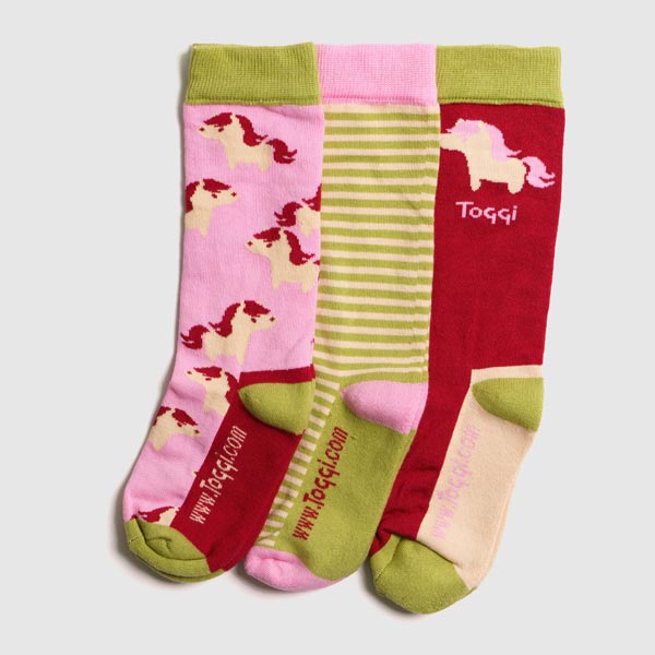 Toggi Childrens Pony Socks Pink (3 pack)