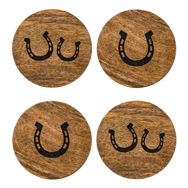 Mango Wood Horseshoe Coasters (x4)