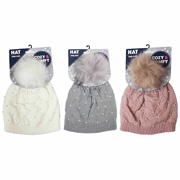Cozy Hats with Pom and Pearls